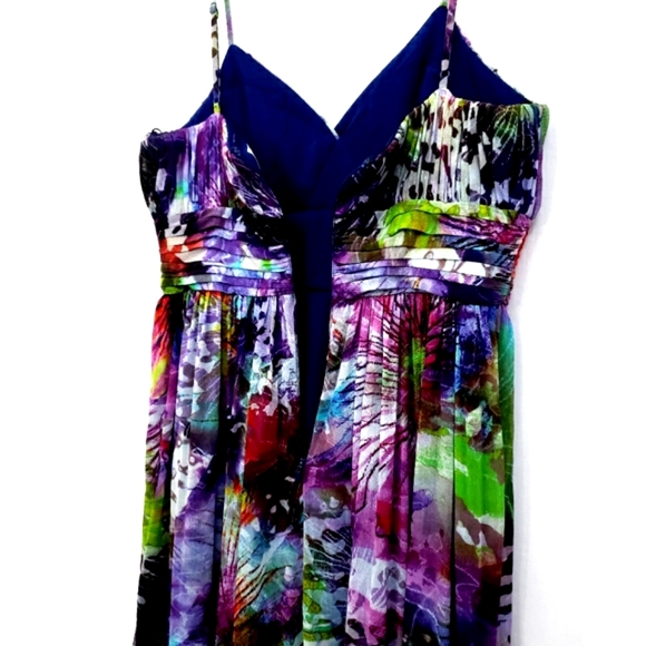 Dcode 1.8 Multicolor Abstract Tulle Ruched Sleeveless Maxidress - Picture 15 of 17